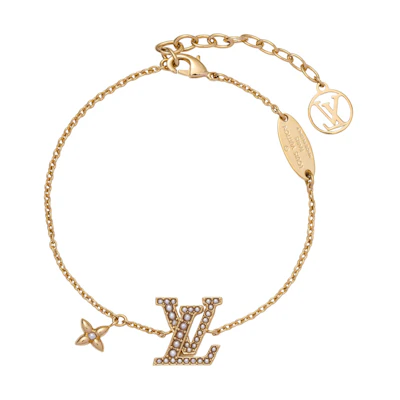 (Women) Louis Vuitton LV Beaded Metal Bracelet Gold for Women. M1086A