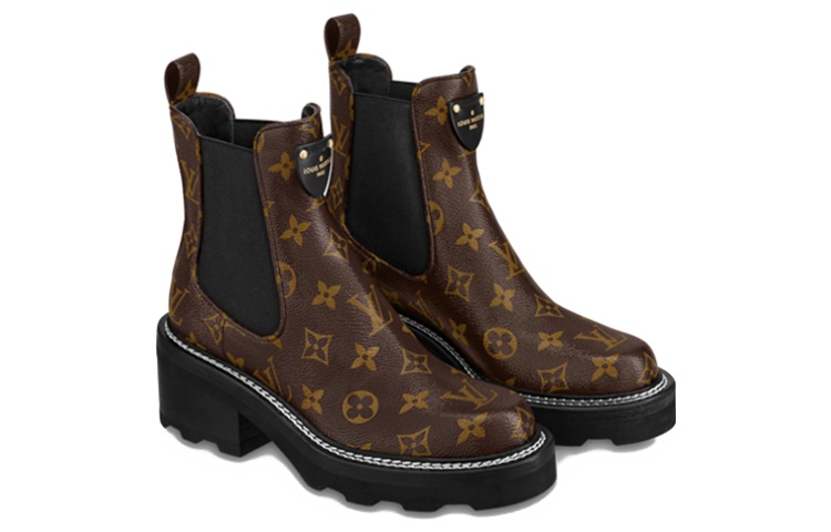 Lookbook (W) 路易威登LV Beaubourg棕色印花短靴 1A8QCL