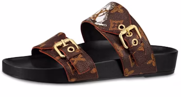 (Women) Louis Vuitton LV Bom Dia Monogram Flat Mules 'Brown' 1A52HW (Women) Louis Vuitton LV Bom Dia Monogram Flat Mules 'Brown' 1A52HW
