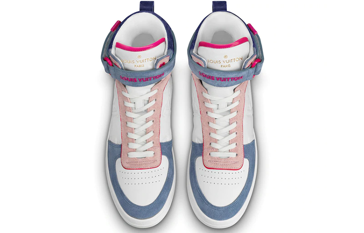 Lookbook 路易威登 Boombox 皮革 高幫 時尚板鞋 女款 藍粉