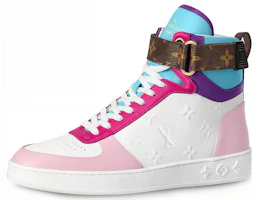 (Women) Louis Vuitton LV Boombox High-top Sport Shoes Pink/White 1A87QX (Women) Louis Vuitton LV Boombox High-top Sport Shoes Pink/White 1A87QX