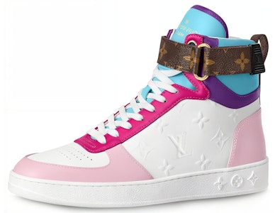 路易威登 Boombox 小牛皮 高幫運動時尚板鞋 女款 粉白 Buy 路易威登 Boombox 小牛皮 高幫運動時尚板鞋 女款 粉白