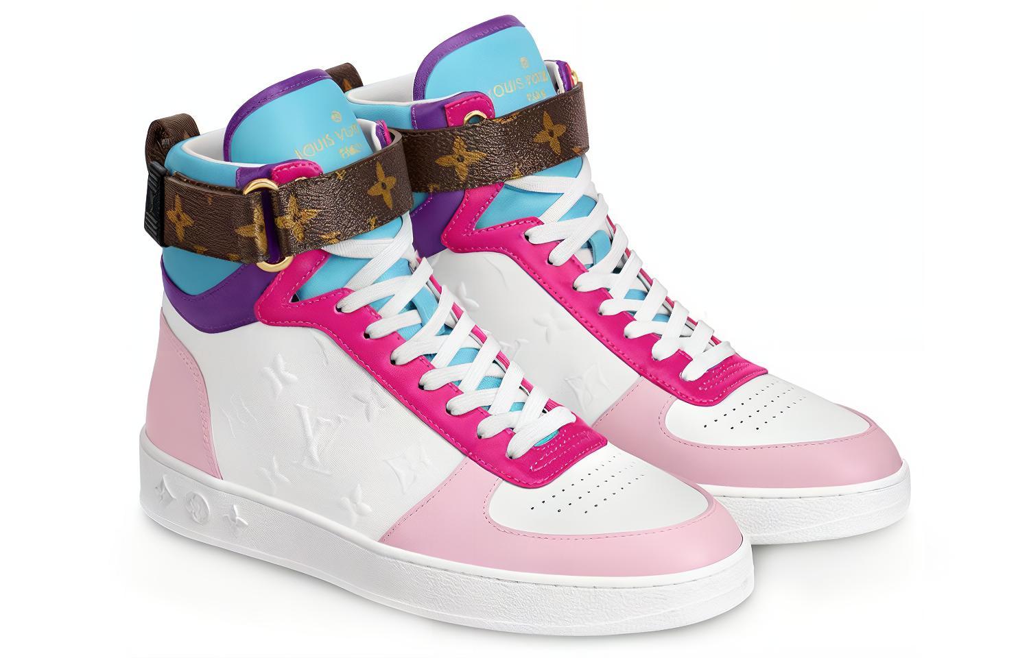 Lookbook (W) Louis Vuitton LV Boombox Kasut Tinggi Sukan Merah Jambu/Putih 1A87QX