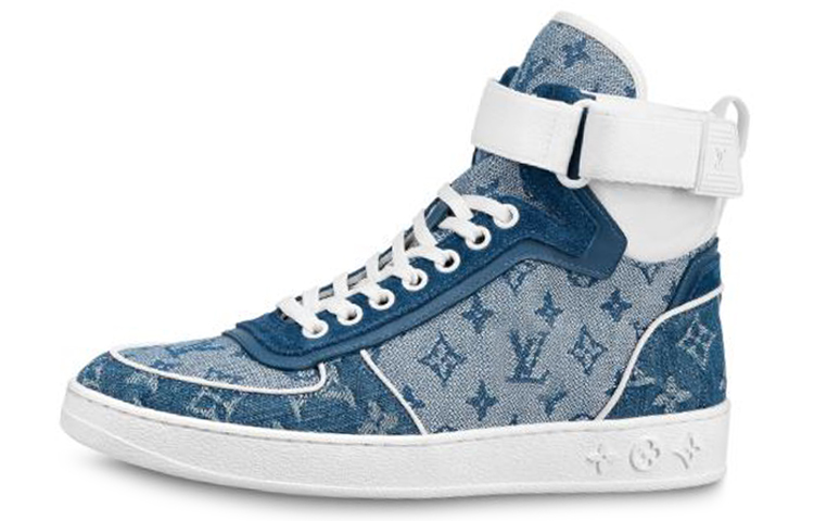 (Women) Louis Vuitton LV Boombox Monogram High-Top Sneakers Denim-Blue 1A8E3C