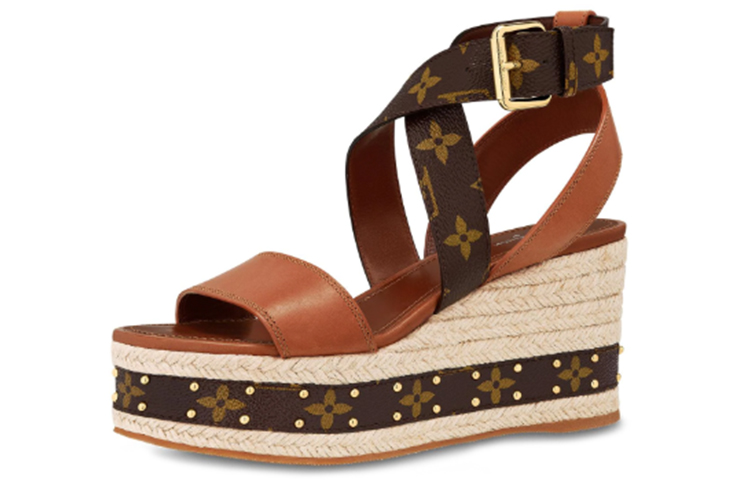 (Women) Louis Vuitton LV boundary Wedge Sandal 'Brown' 1A63W8