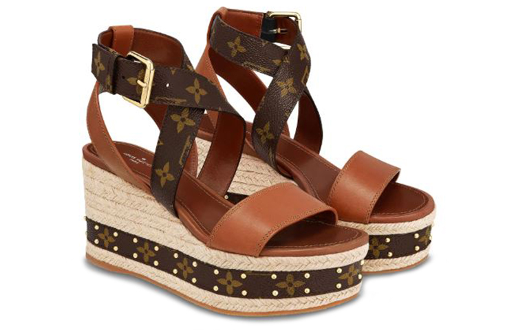 Lookbook (Women) Louis Vuitton LV boundary Wedge Sandal 'Brown' 1A63W8
