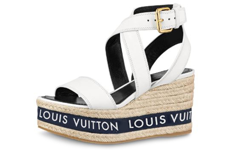 (Women) Louis Vuitton LV boundary Wedge Sandal 'White' 1A64GK