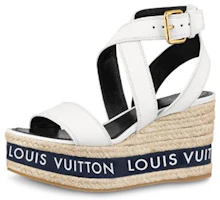 (Women) Louis Vuitton LV boundary Wedge Sandal 'White' 1A64GK (Women) Louis Vuitton LV boundary Wedge Sandal 'White' 1A64GK