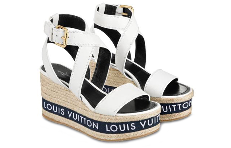 Lookbook (Women) Louis Vuitton LV boundary Wedge Sandal 'White' 1A64GK