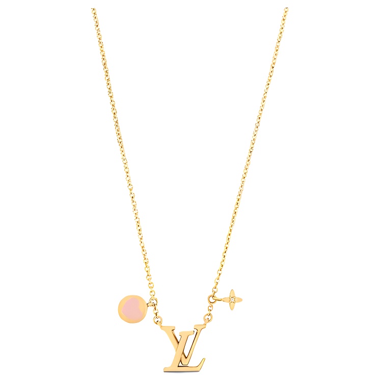 (Women) Louis Vuitton LV Circle Metal Pendant Necklace Gold for Women. M01424