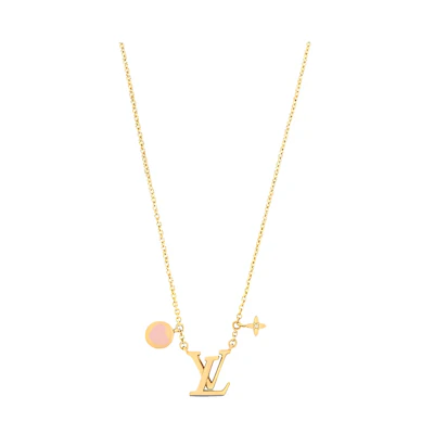 (Women) Louis Vuitton LV Circle Metal Pendant Necklace Gold for Women. M01424