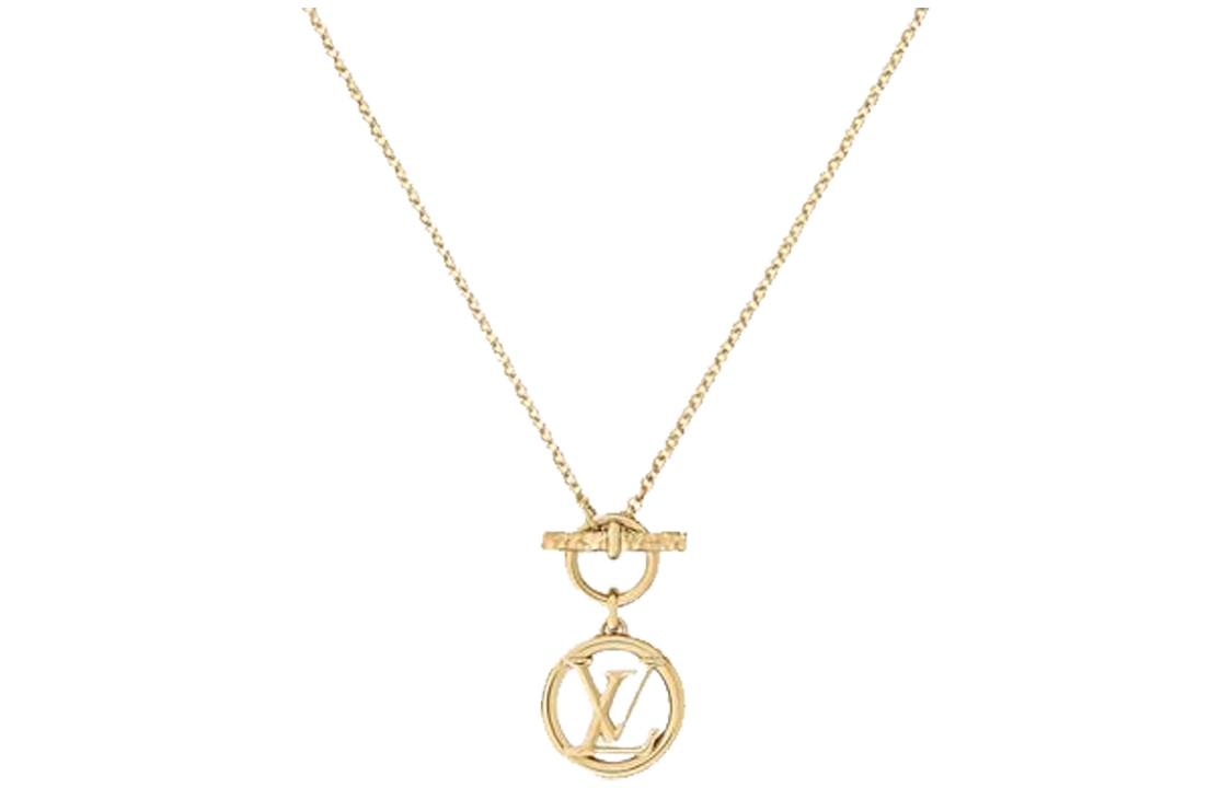 (Women) Louis Vuitton LV Cutout Logo Metal Necklace for Women M00598