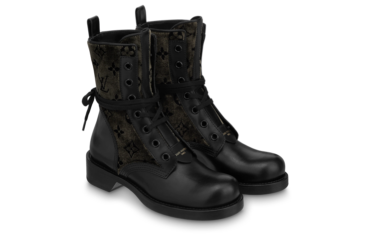 Lookbook (W) Botas Planas Louis Vuitton LV Ranger 'Negro con Monograma Verde Oliva' 1AADKK