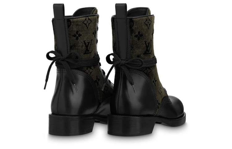 Shop (W) Botas Planas Louis Vuitton LV Ranger 'Negro con Monograma Verde Oliva' 1AADKK