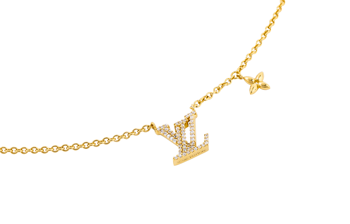 (Women) Louis Vuitton LV Iconic Logo Crystal Necklace Gold for Women. M00596 圖 4