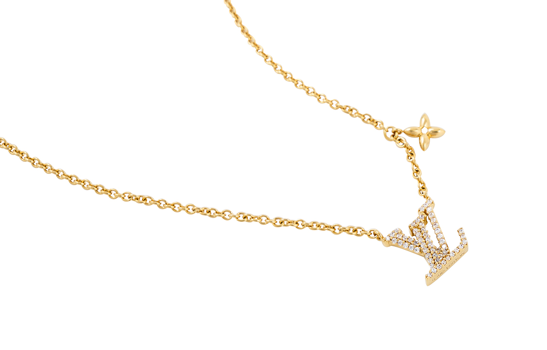 (Women) Louis Vuitton LV Iconic Logo Crystal Necklace Gold for Women. M00596 圖 5