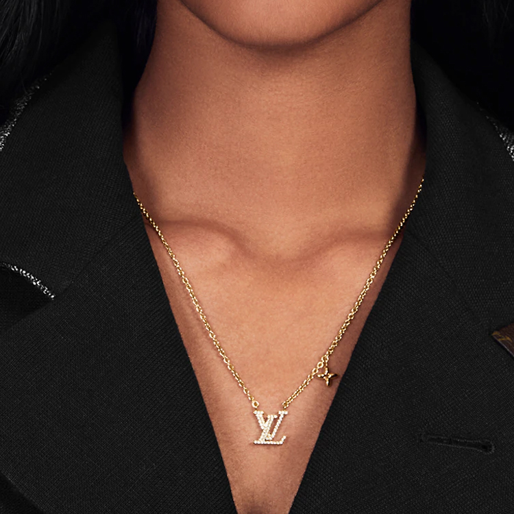(Women) Louis Vuitton LV Iconic Logo Crystal Necklace Gold for Women. M00596 圖 7
