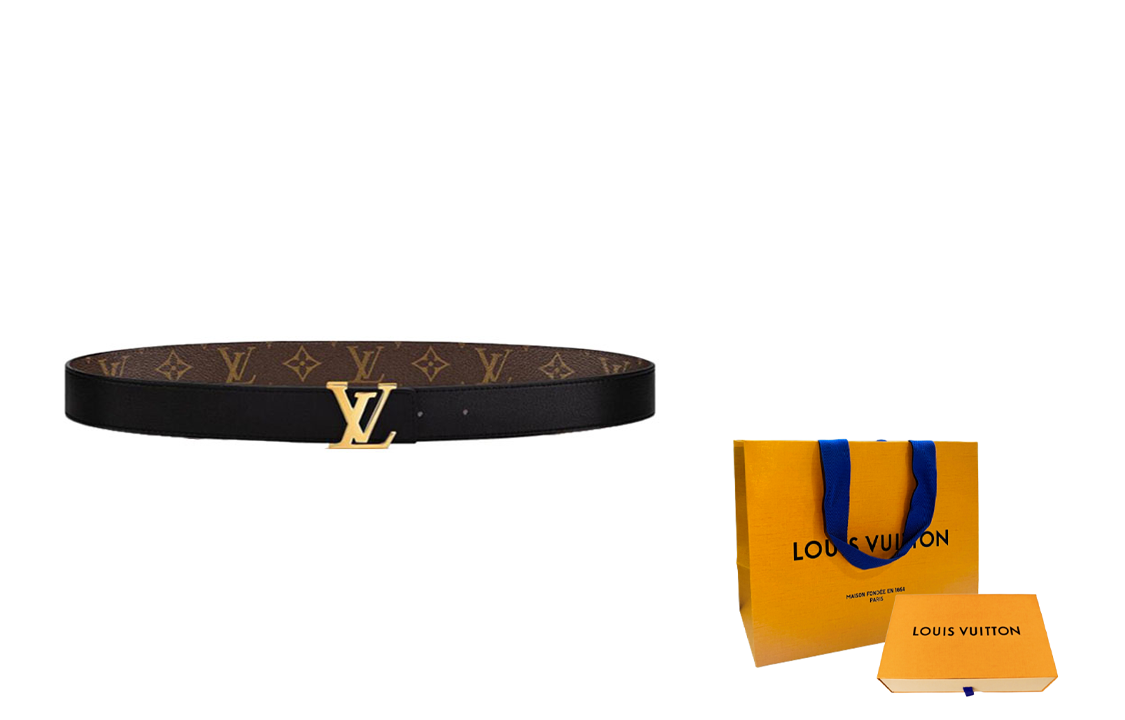 (Women) LOUIS VUITTON LV Initiales Reversible Belt Black 3cm Women Original Box M9453 圖 6