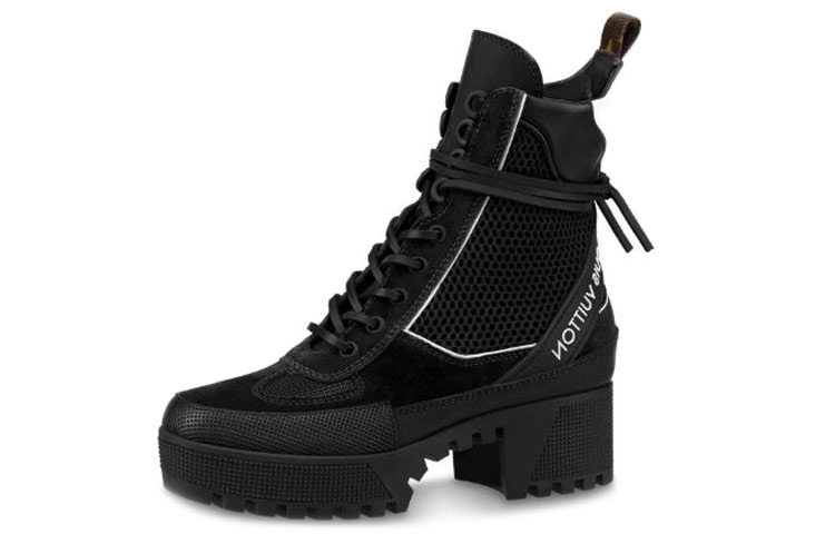 (Women) Louis Vuitton LV Laureate Suede Small Cowhide Martin boots Black 1A4W5E
