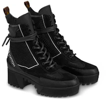 Shop (Women) Louis Vuitton LV Laureate Suede Small Cowhide Martin boots Black 1A4W5E