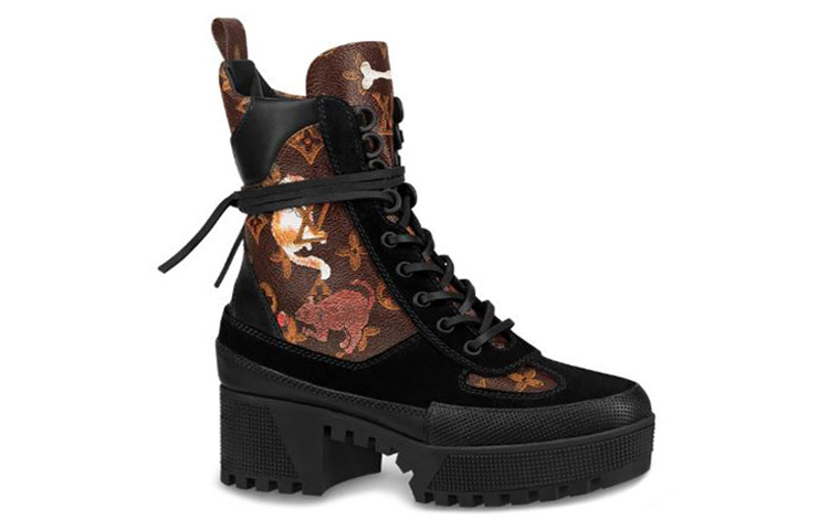 Order (W) Louis Vuitton LV Laureate Stiefeletten Schwarz Braun mit dicker Sohle 1A52IF