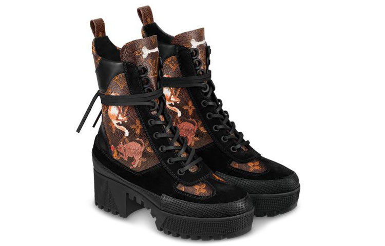 Shop (W) Louis Vuitton LV Laureate Stiefeletten Schwarz Braun mit dicker Sohle 1A52IF