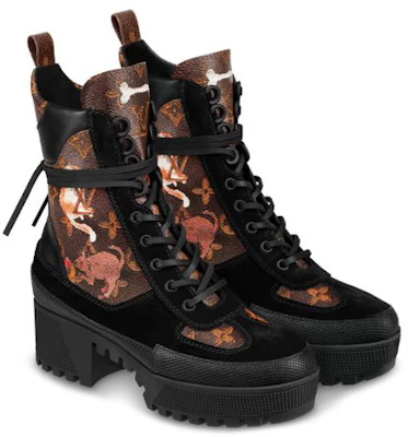 (W) Louis Vuitton LV Laureate Stiefeletten Schwarz Braun mit dicker Sohle 1A52IF Shop (W) Louis Vuitton LV Laureate Stiefeletten Schwarz Braun mit dicker Sohle 1A52IF