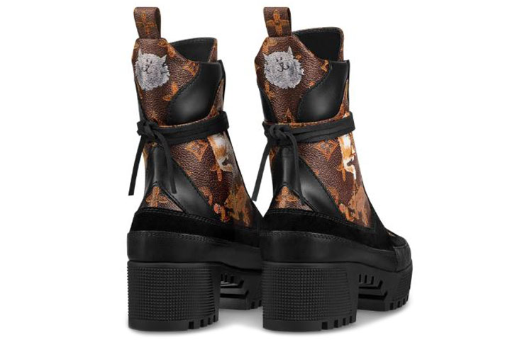Purchase (W) Louis Vuitton LV Laureate Stiefeletten Schwarz Braun mit dicker Sohle 1A52IF