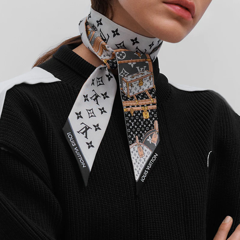 (Women) Louis Vuitton LV Let's Go BB Bandeau Scarf Black Silk. M76442 圖 5