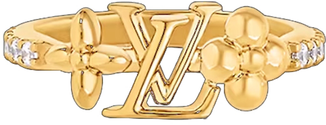 (W) Anillo de Cristal Dorado con Logo Louis Vuitton LV para Mujer. M1461S Order (W) Anillo de Cristal Dorado con Logo Louis Vuitton LV para Mujer. M1461S