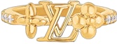 Order (W) Anillo de Cristal Dorado con Logo Louis Vuitton LV para Mujer. M1461S
