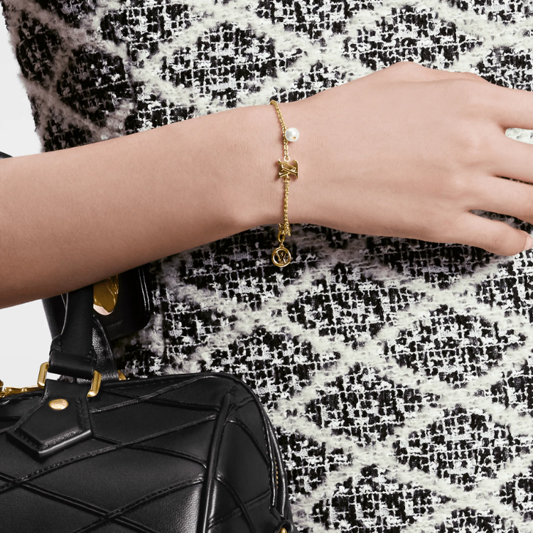 (Women) Louis Vuitton LV Logo Metal Resin Bracelet Gold  Accessories. M1450A 圖 3