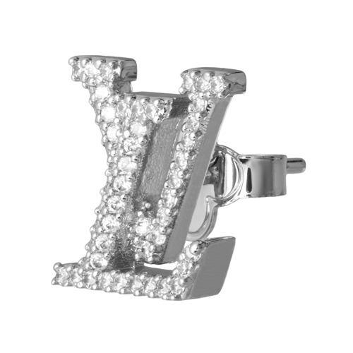 (Women) Louis Vuitton LV Logo Silver Metal Earrings for Women. M00608 圖 3