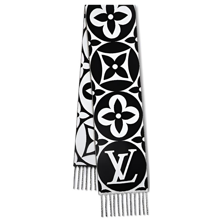 (Women) LOUIS VUITTON LV Medallion Wool Scarf Women’s Black M79212