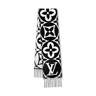 (Women) LOUIS VUITTON LV Medallion Wool Scarf Women’s Black M79212