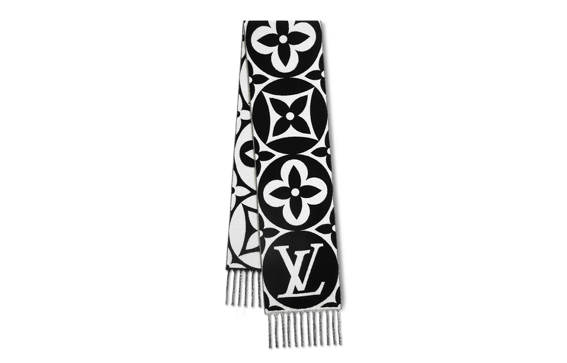 (Women) LOUIS VUITTON LV Medallion Wool Scarf Women’s Black M79212 圖 2