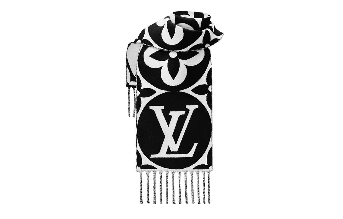 (Women) LOUIS VUITTON LV Medallion Wool Scarf Women’s Black M79212 圖 3