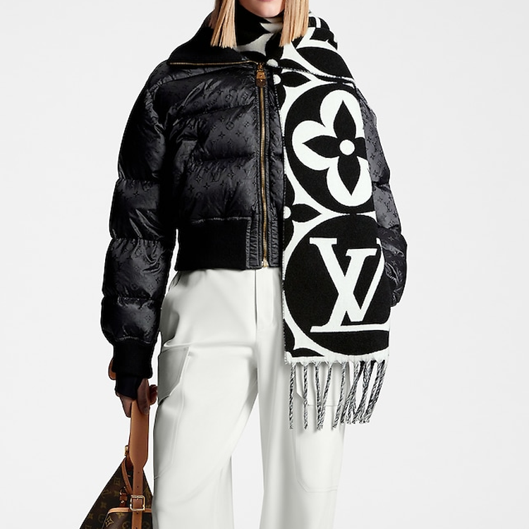 (Women) LOUIS VUITTON LV Medallion Wool Scarf Women’s Black M79212 圖 4