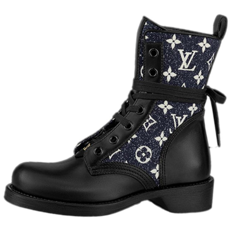 (Women) Louis Vuitton LV Metropolis Flat Ranger Boots 'Black with Denim Monogram' 1A9RPZ