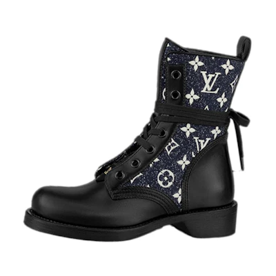 (W) LV LV Metropolis Flat Ranger Boots 'Black with Denim Monogram'