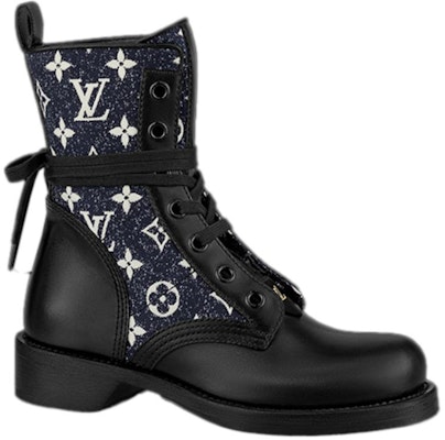 (Women) Louis Vuitton LV Metropolis Flat Ranger Boots 'Black with Denim Monogram' 1A9RPZ Order (Women) Louis Vuitton LV Metropolis Flat Ranger Boots 'Black with Denim Monogram' 1A9RPZ