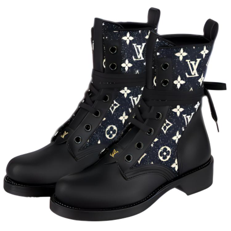 Lookbook (W) ルイ・ヴィトン レディース LV メトロポリス フラットレンジャーブーツ 'ブラック/デニムモノグラム' 1A9RPZ 1A9RPZ