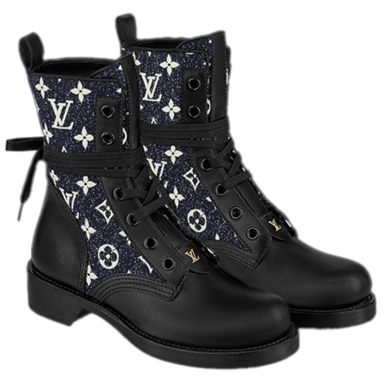 Shop (W) ルイ・ヴィトン レディース LV メトロポリス フラットレンジャーブーツ 'ブラック/デニムモノグラム' 1A9RPZ 1A9RPZ