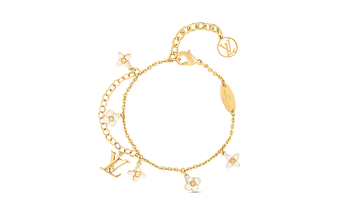 (Women) Louis Vuitton LV Monogram Gold Metal Bracelet for Women. M0940A