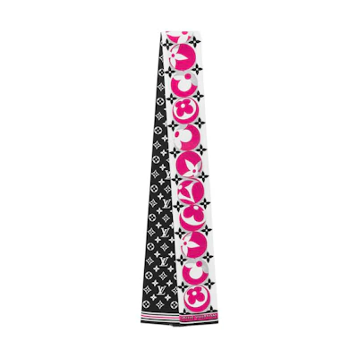 (Women) Louis Vuitton LV Monogram Marbles Hair Tie Black/Pink Accessory M77532