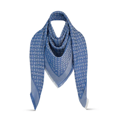 (Women) Louis Vuitton LV Petit Louis Classic Monogram Scarf Women Blue. M76998