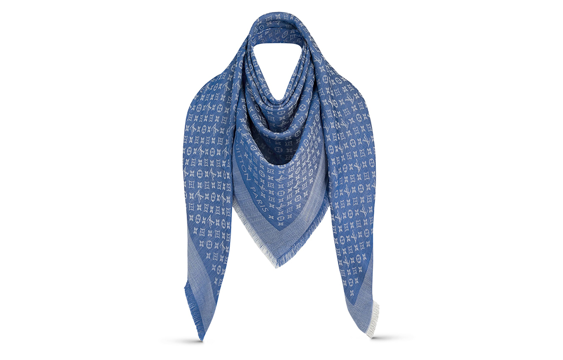 (Women) Louis Vuitton LV Petit Louis Classic Monogram Scarf Women Blue. M76998 圖 2