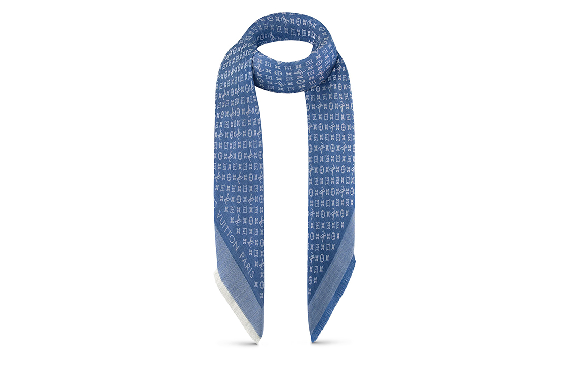 (Women) Louis Vuitton LV Petit Louis Classic Monogram Scarf Women Blue. M76998 圖 4