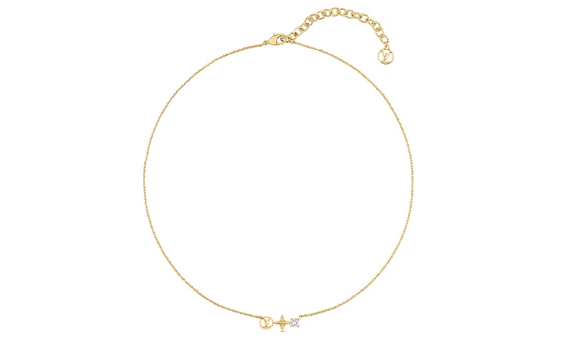 (Women) Louis Vuitton LV Petit Louis Floral Rhinestone Necklace Gold Women. M00368 圖 3