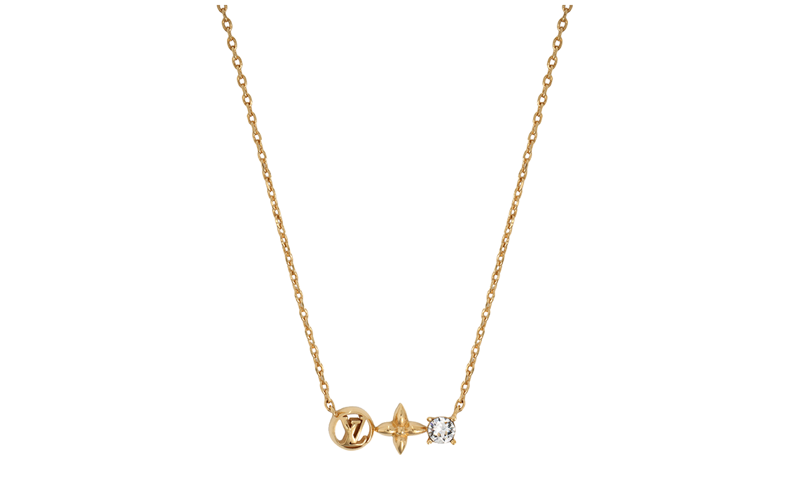 (Women) Louis Vuitton LV Petit Louis Floral Rhinestone Necklace Gold Women. M00368 圖 6